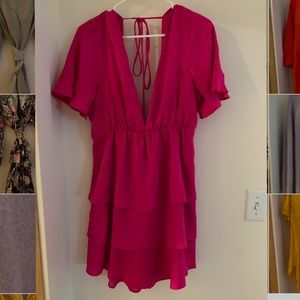 Show me your mumu hot pink ruffle dress